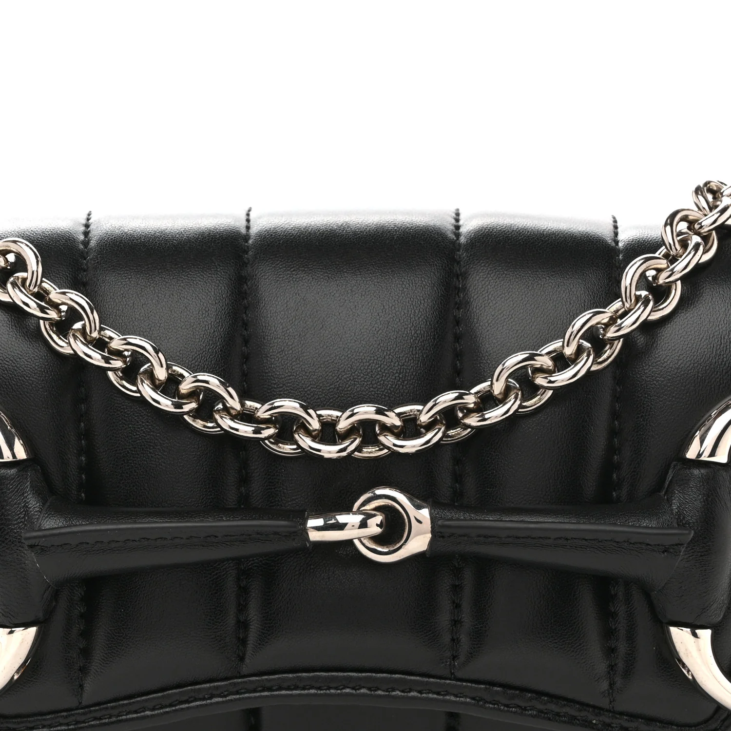 Nappa Vertical Matelasse Small Maxi Horsebit Chain Shoulder Bag Black - Image 8