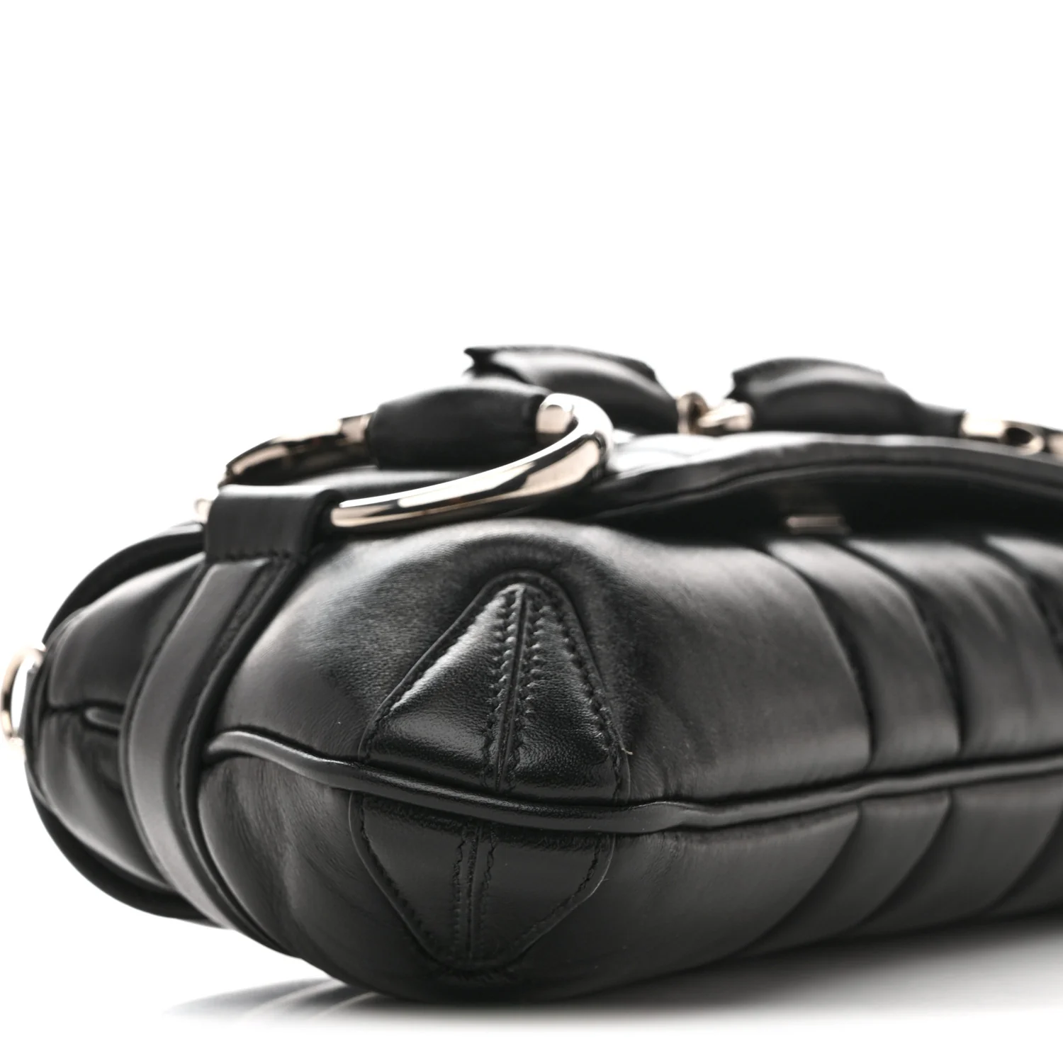 Nappa Vertical Matelasse Small Maxi Horsebit Chain Shoulder Bag Black - Image 9