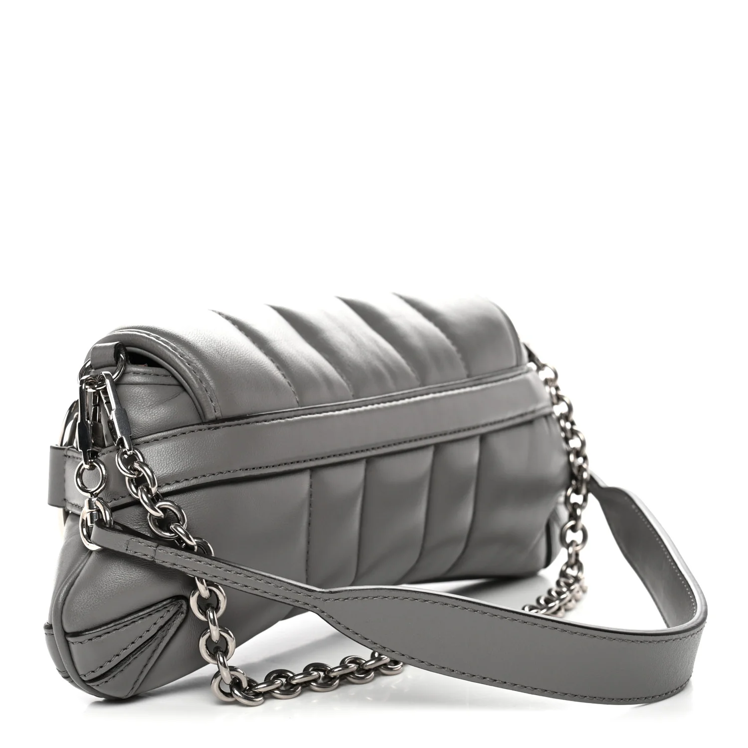Nappa Vertical Matelasse Small Maxi Horsebit Chain Shoulder Bag Gray - Image 3