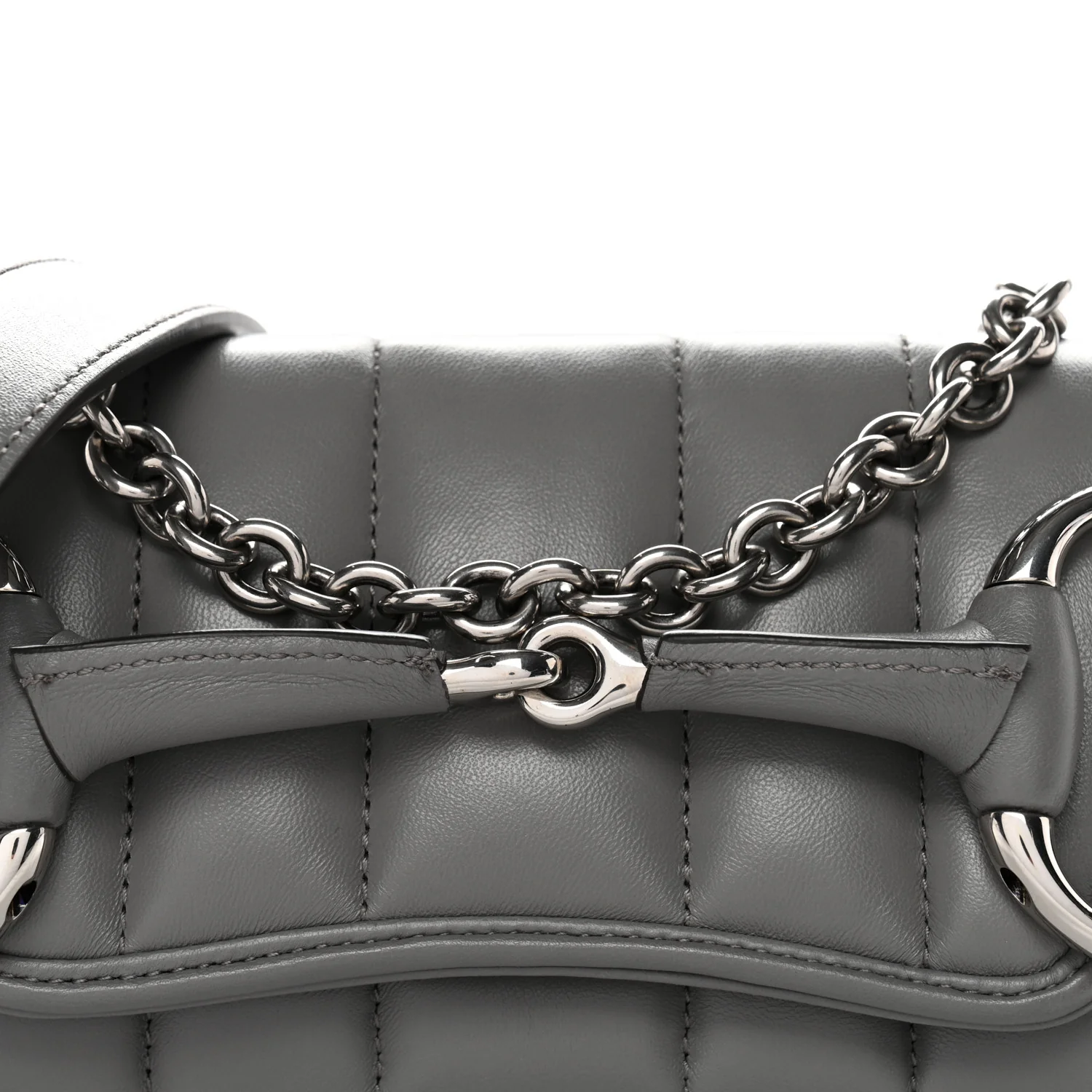 Nappa Vertical Matelasse Small Maxi Horsebit Chain Shoulder Bag Gray - Image 8