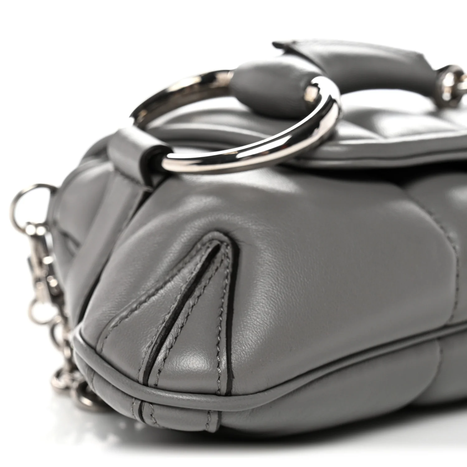 Nappa Vertical Matelasse Small Maxi Horsebit Chain Shoulder Bag Gray - Image 9