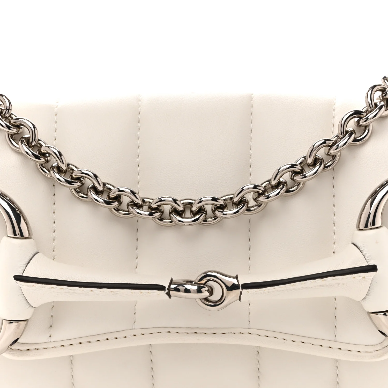Nappa Vertical Matelasse Small Maxi Horsebit Chain Shoulder Bag Great White - Image 8