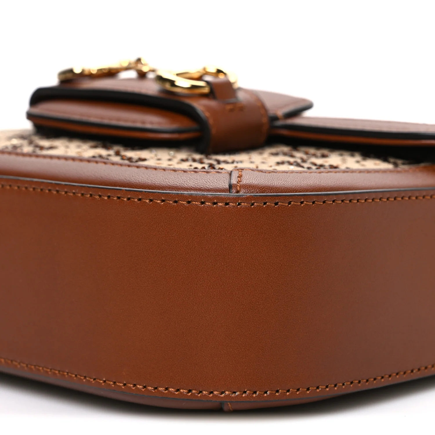 New Canvas Charisma Calfskin Crystal GG Monogram Mini Horsebit 1955 Shoulder Bag Camel Ebony - Image 10