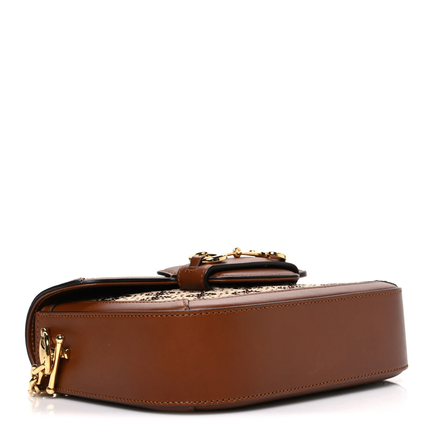 New Canvas Charisma Calfskin Crystal GG Monogram Mini Horsebit 1955 Shoulder Bag Camel Ebony - Image 4