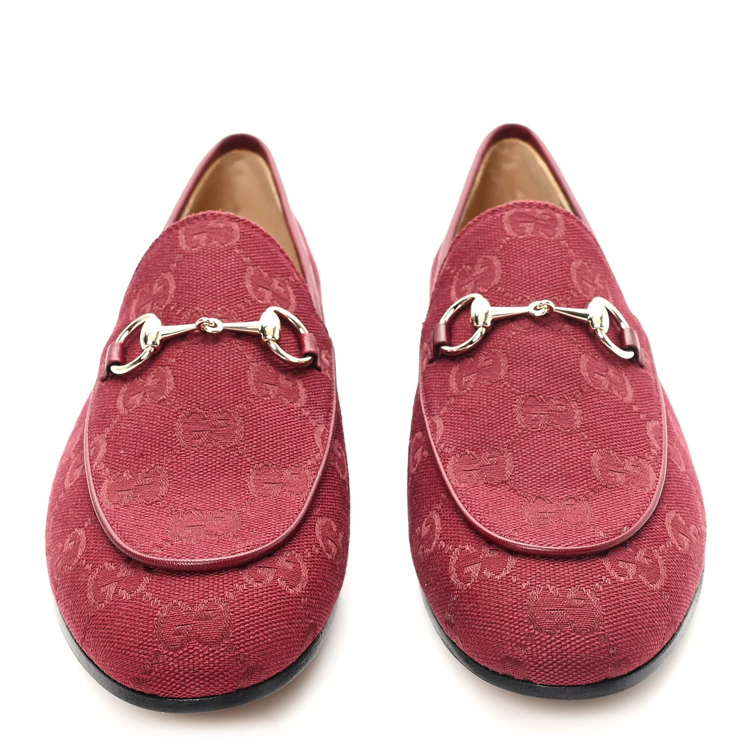 New Canvas GG Monogram Malaga Kid Horsebit Womens Jordaan Loafers 37 Rosso Ancora - Image 3