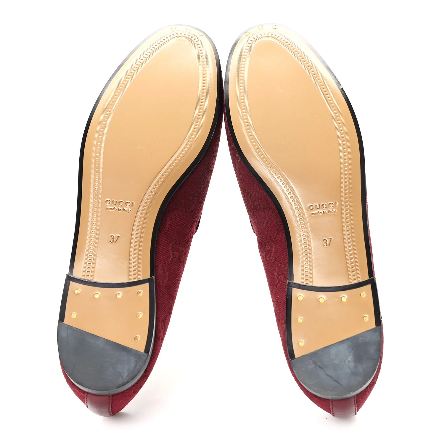 New Canvas GG Monogram Malaga Kid Horsebit Womens Jordaan Loafers 37 Rosso Ancora - Image 6