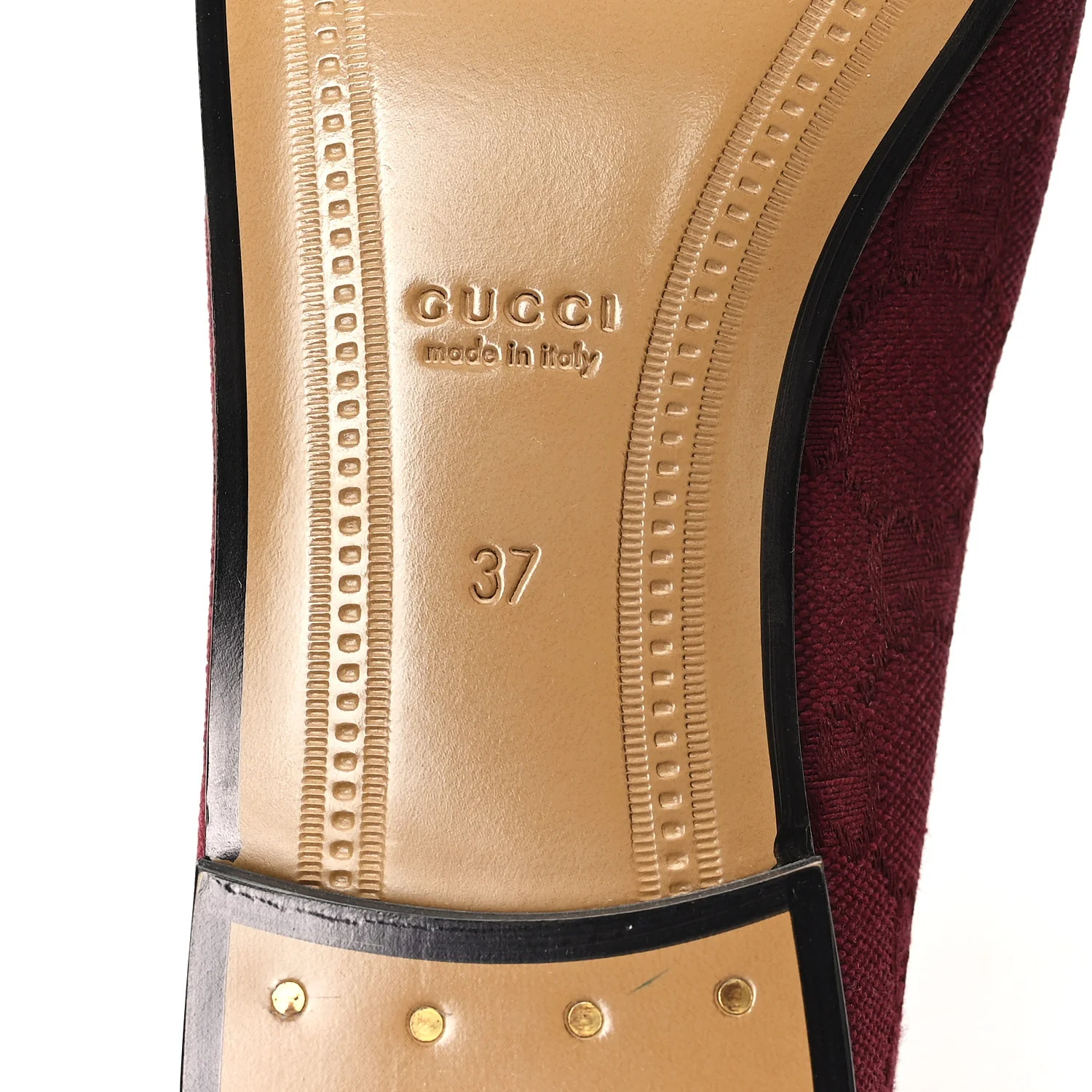 New Canvas GG Monogram Malaga Kid Horsebit Womens Jordaan Loafers 37 Rosso Ancora - Image 7