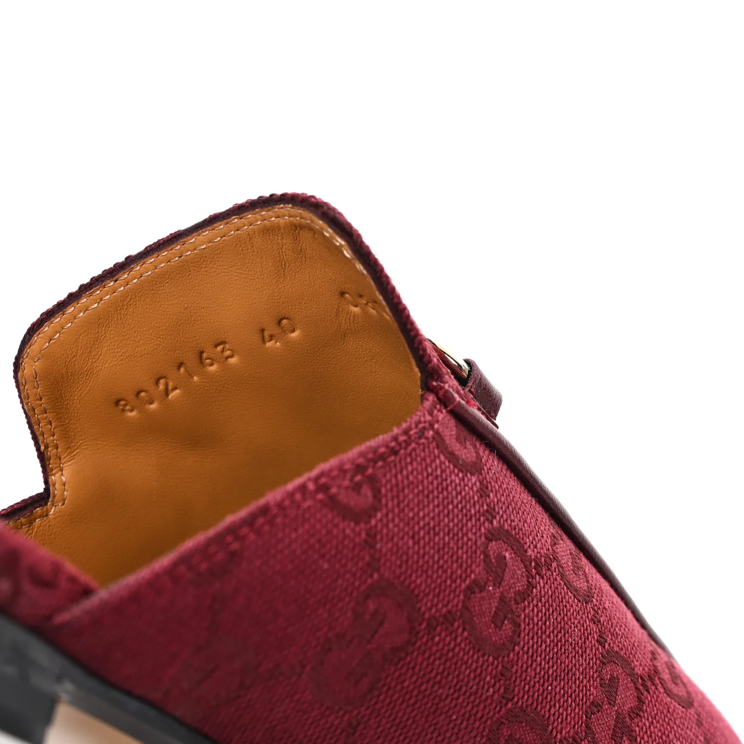 New Canvas GG Monogram Malaga Kid Womens Princetown Slippers 40 Rosso Ancora - Image 9