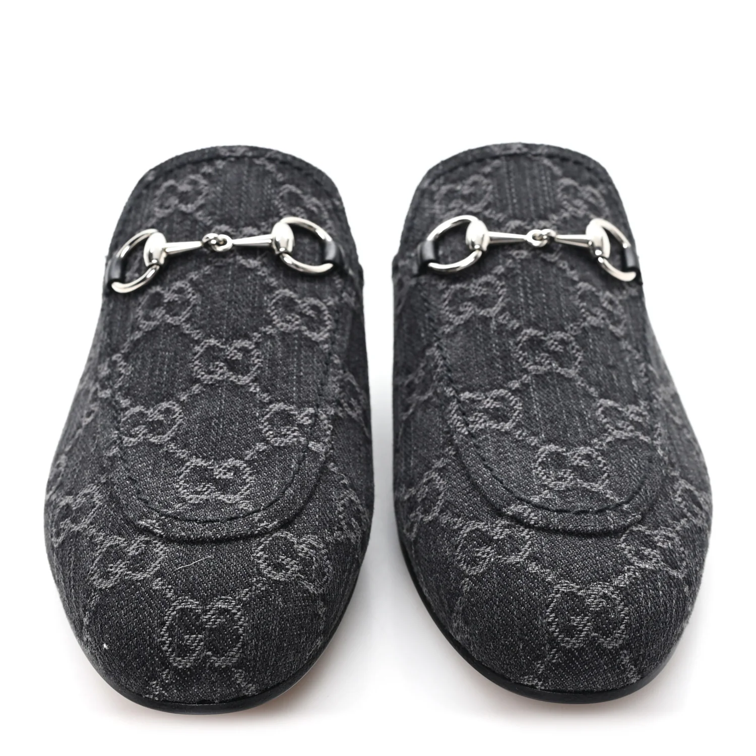 New Denim GG Malaga Kid Womens Princetown Slippers 37.5 Grey Black - Image 3
