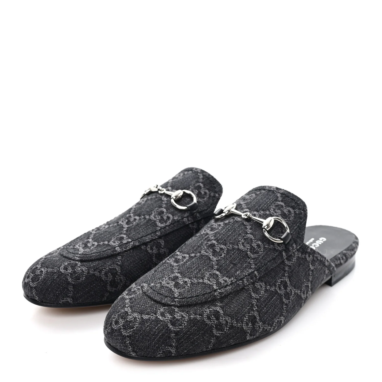 New Denim GG Malaga Kid Womens Princetown Slippers 37.5 Grey Black - Image 4