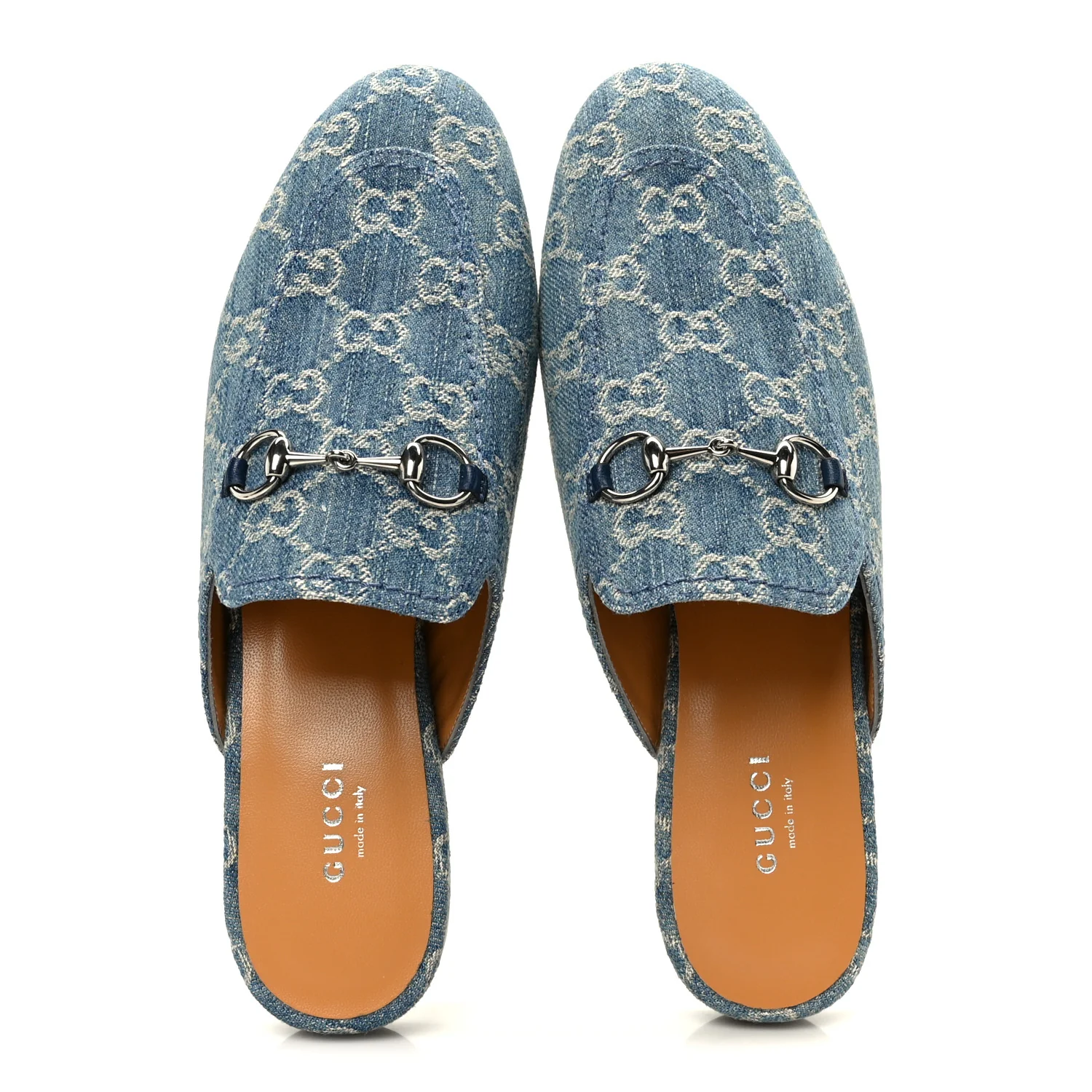 New Denim GG Malaga Kid Womens Princetown Slippers 37.5 Light Blue Royale - Image 2