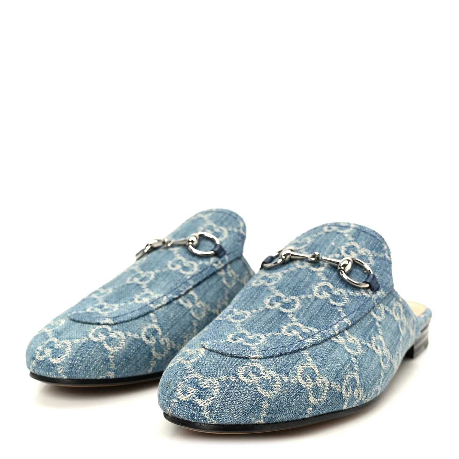 New Denim GG Malaga Kid Womens Princetown Slippers 37.5 Light Blue Royale - Image 4