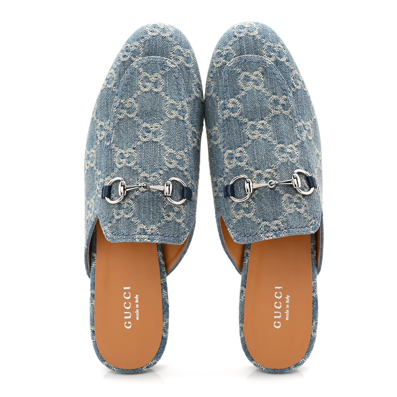 New Denim GG Malaga Kid Womens Princetown Slippers 37.5 Light Blue Royale - Image 5