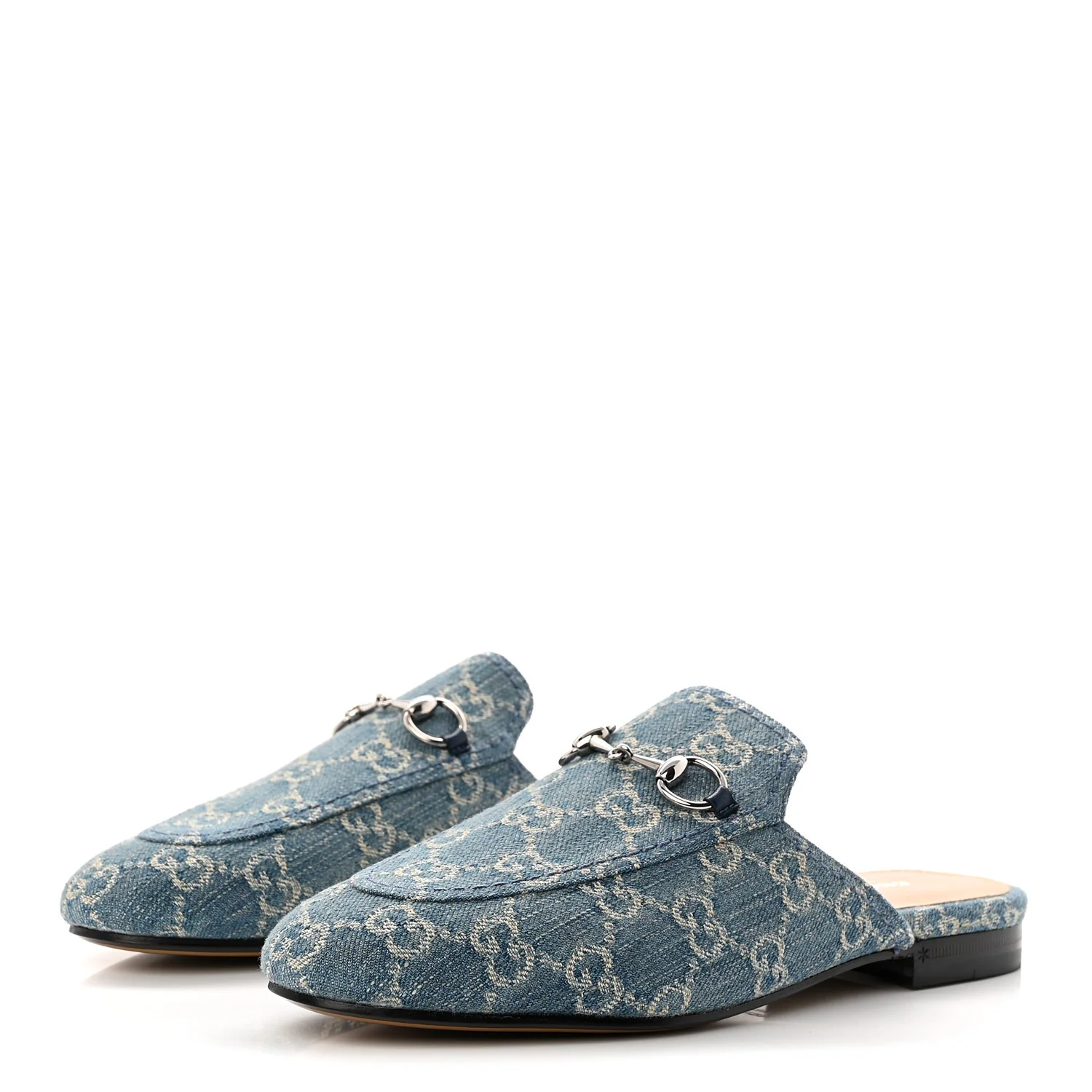 New Denim GG Malaga Kid Womens Princetown Slippers 37.5 Light Blue Royale - Image 4