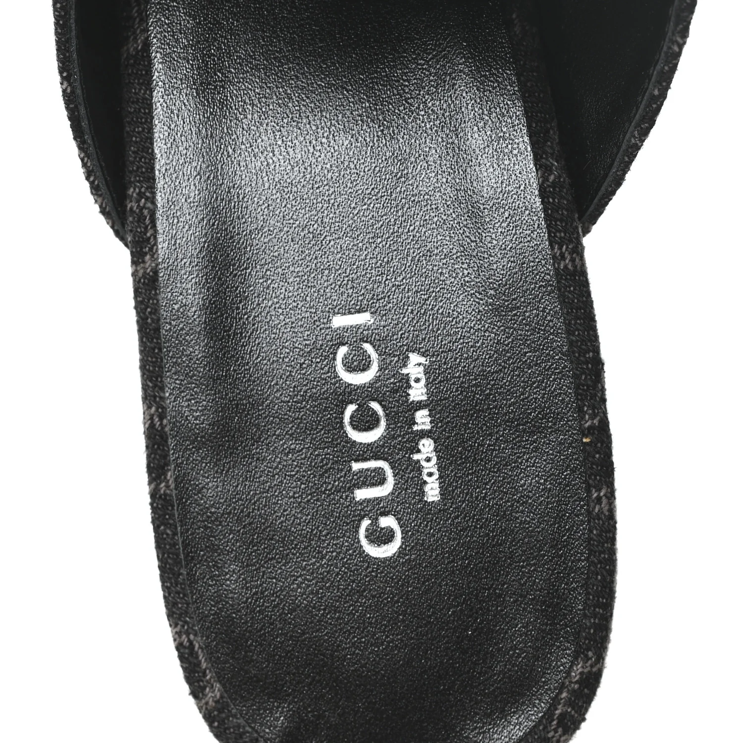 New Denim GG Malaga Kid Womens Princetown Slippers 38 Grey Black - Image 8