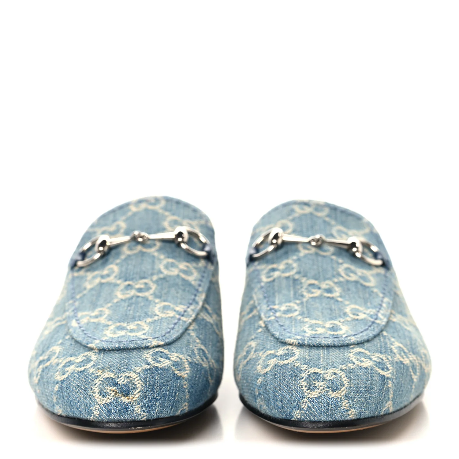 New Denim GG Malaga Kid Womens Princetown Slippers 38 Light Blue Royale - Image 3