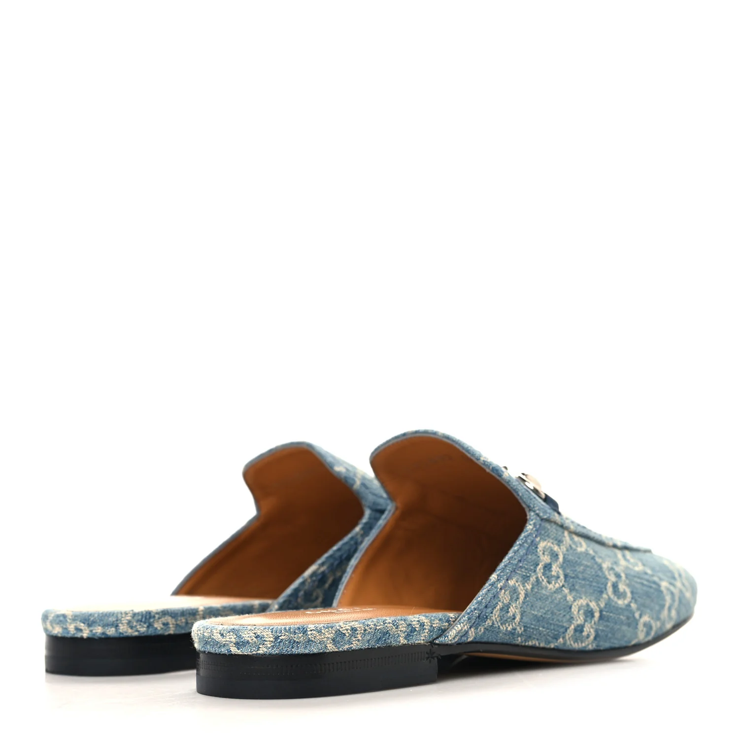 New Denim GG Malaga Kid Womens Princetown Slippers 38 Light Blue Royale - Image 5