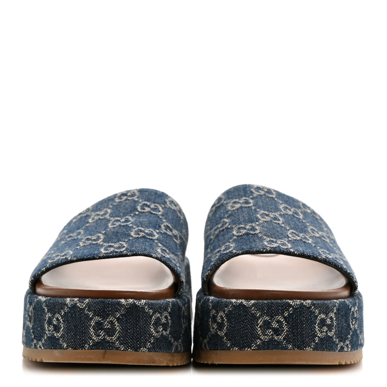 New Denim GG Monogram Angelina Platform 55mm Slide Sandals 41 Blue Tea - Image 3