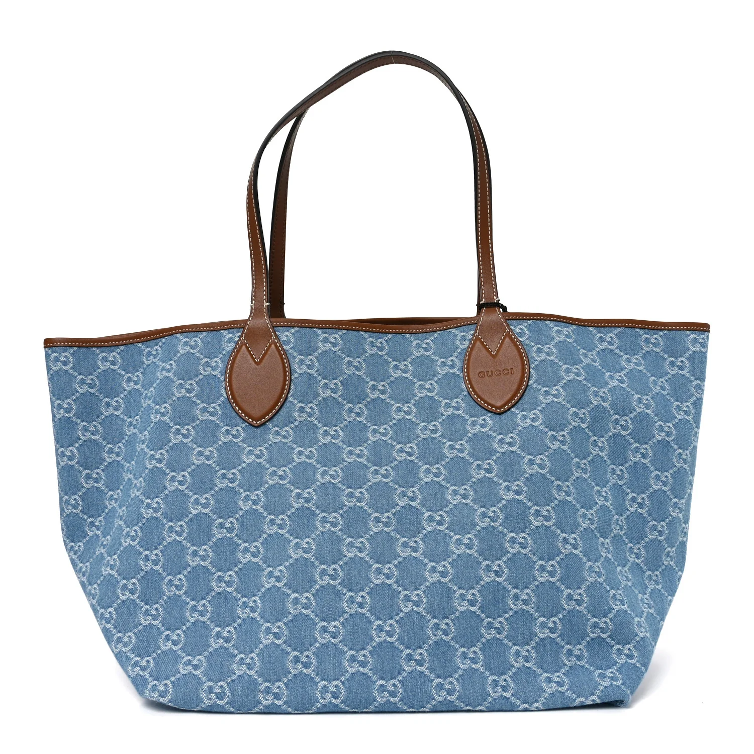 New Denim GG Monogram Calfskin Large Totissima Tote Light Blue