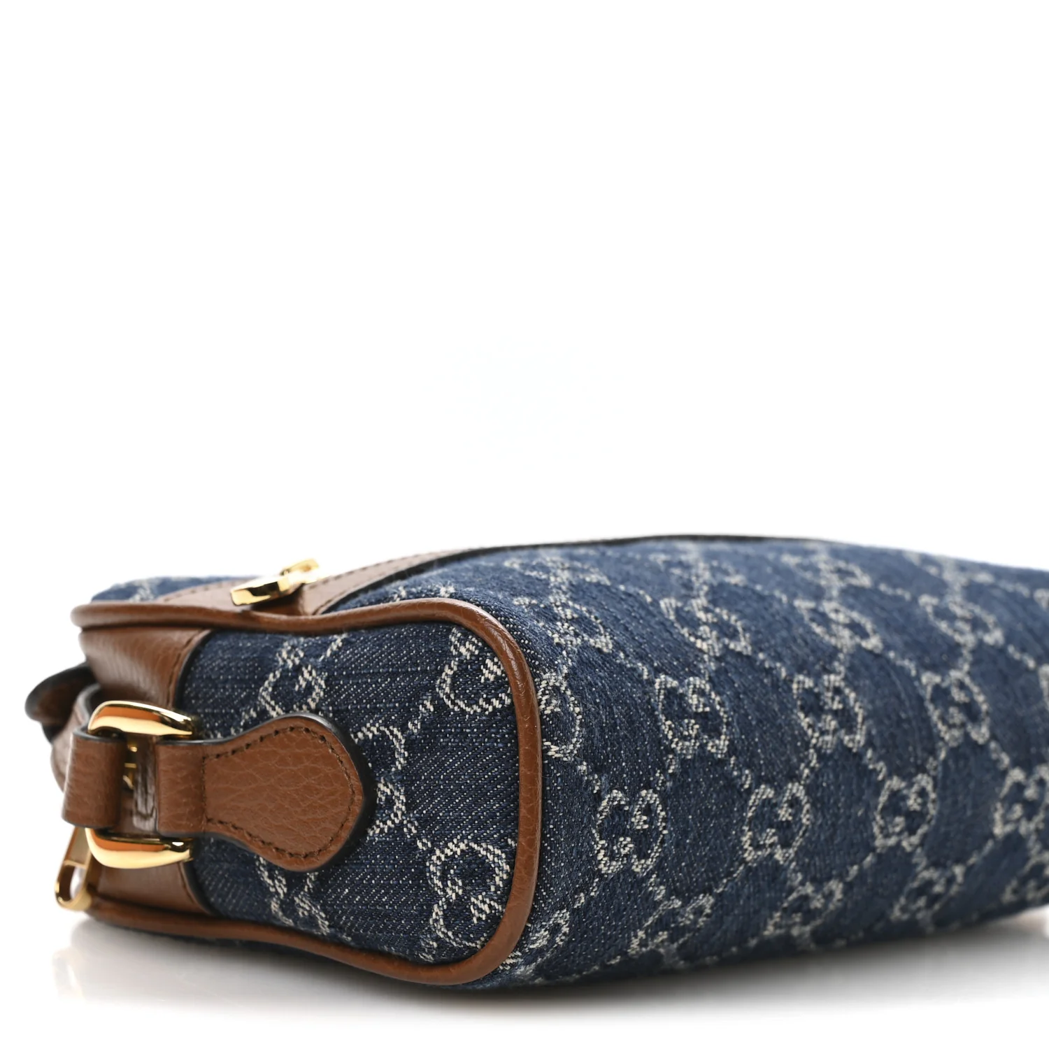 New Denim GG Monogram Dollar Calfskin Mini Ophidia Shoulder Bag Blue Tea Cuir Epilog - Image 9