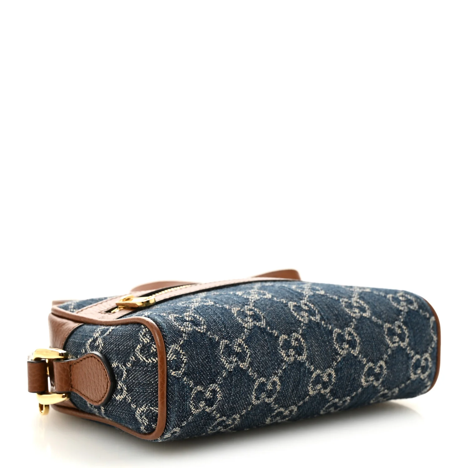 New Denim GG Monogram Dollar Calfskin Mini Ophidia Shoulder Bag Blue Tea Cuir Epilog - Image 4