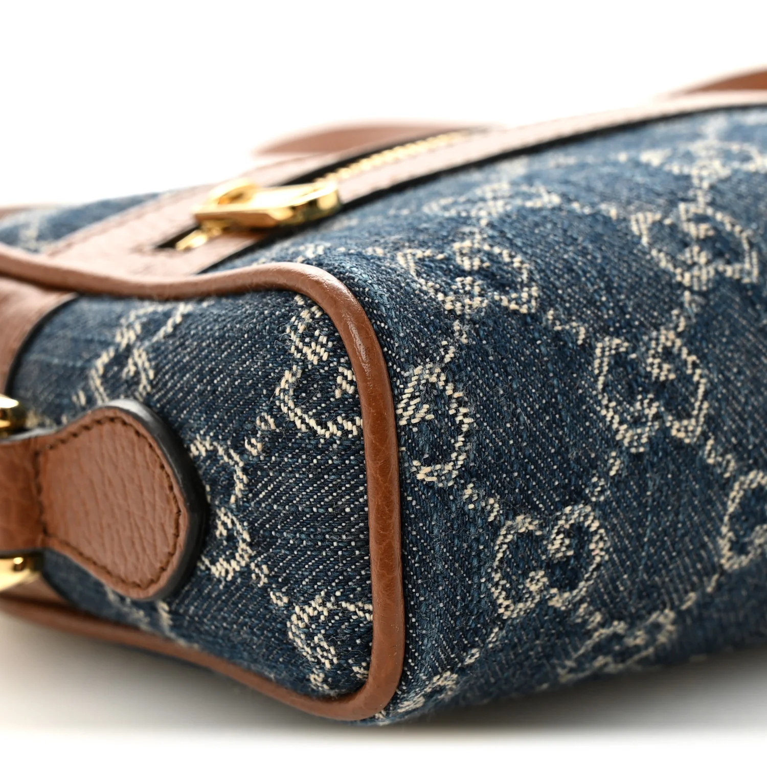 New Denim GG Monogram Dollar Calfskin Mini Ophidia Shoulder Bag Blue Tea Cuir Epilog - Image 9