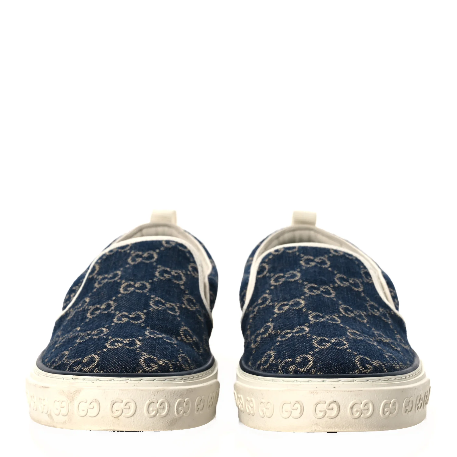 New Denim GG Monogram Mens 1977 Tennis Slip On Sneakers 8.5 Blue Tea Mystic White - Image 3