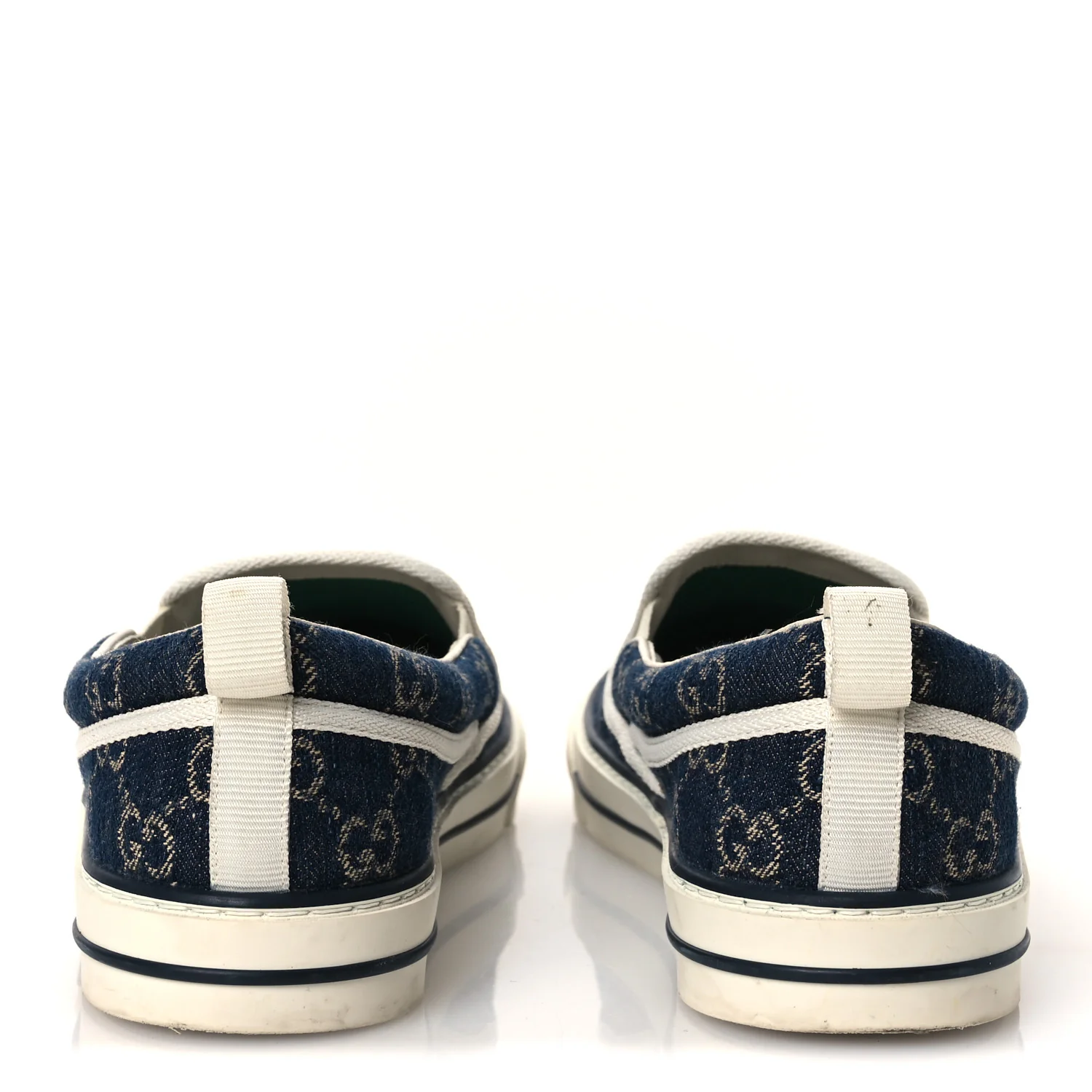 New Denim GG Monogram Mens 1977 Tennis Slip On Sneakers 8.5 Blue Tea Mystic White - Image 6