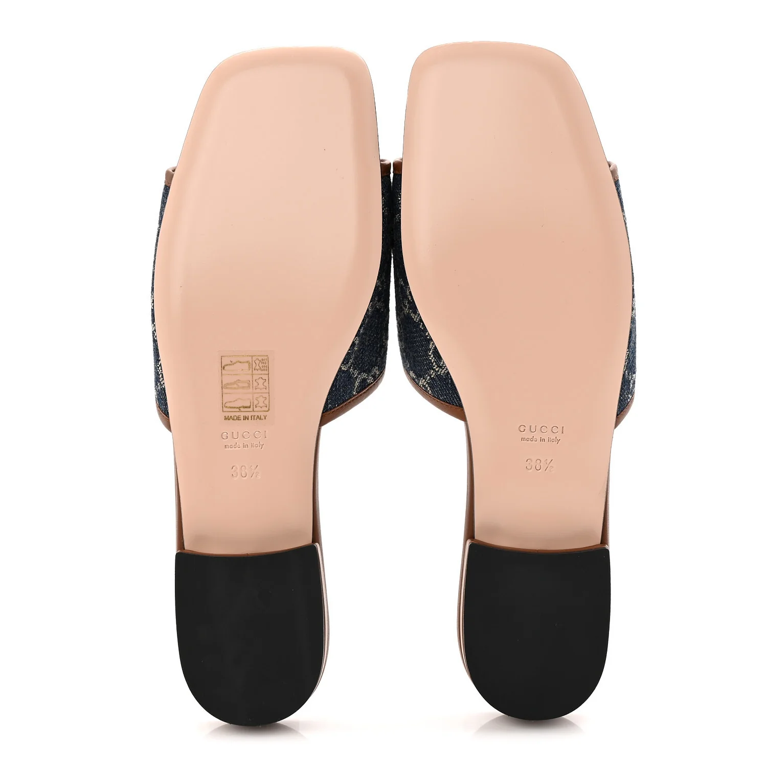 New Denim GG Monogram Miro Soft Calfskin Jolie Slide Sandals 38.5 Blue Tea Cuir Epilogue - Image 6
