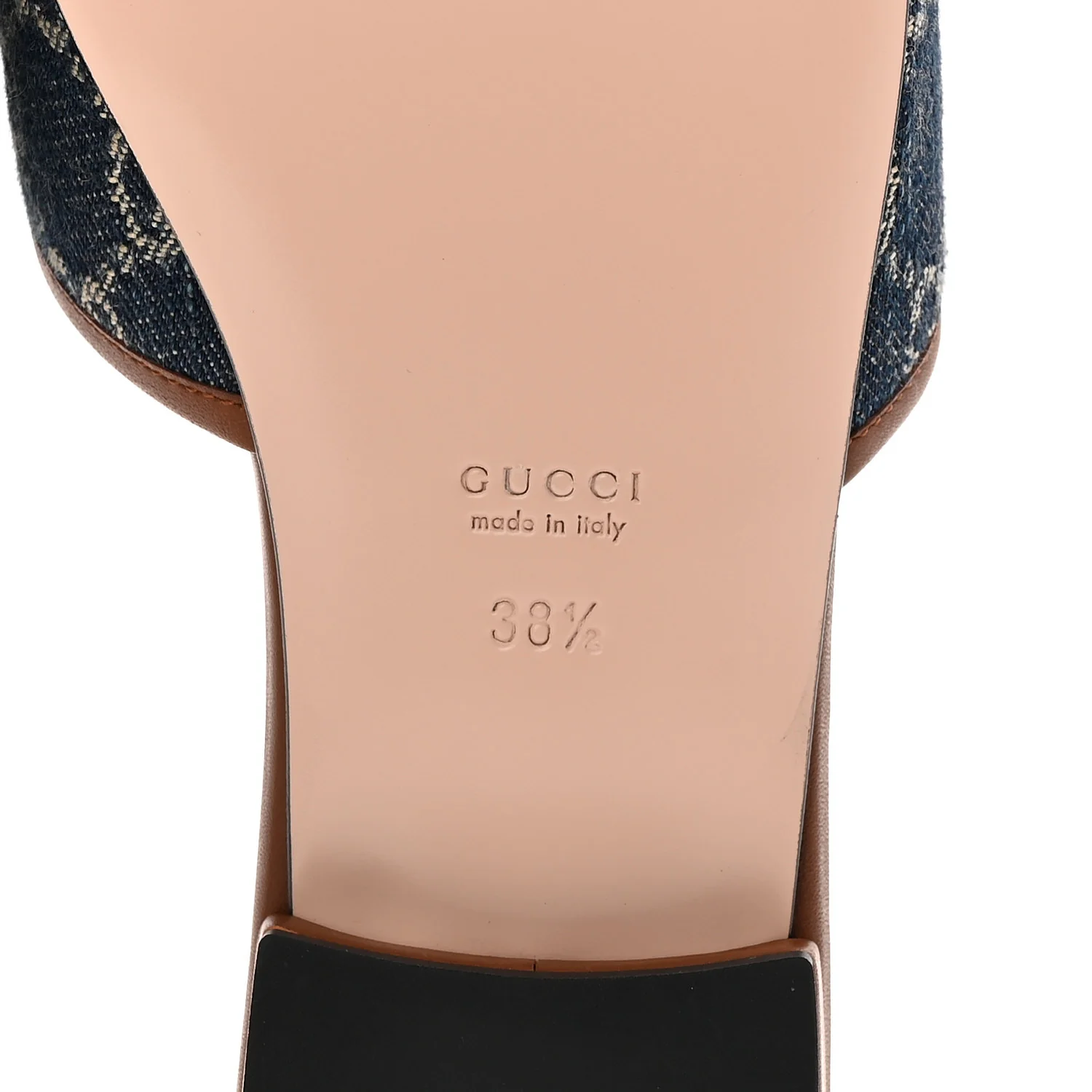 New Denim GG Monogram Miro Soft Calfskin Jolie Slide Sandals 38.5 Blue Tea Cuir Epilogue - Image 7