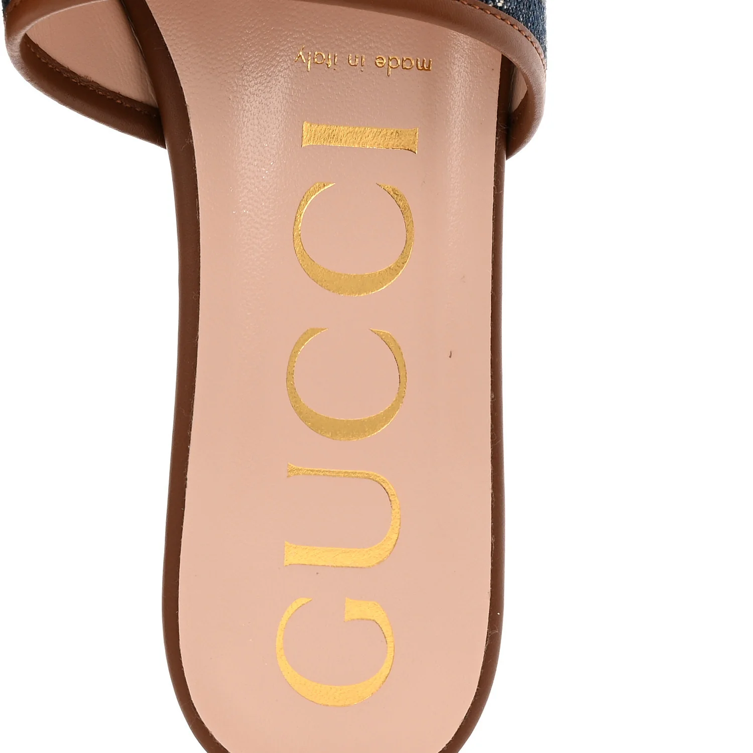 New Denim GG Monogram Miro Soft Calfskin Jolie Slide Sandals 38.5 Blue Tea Cuir Epilogue - Image 8