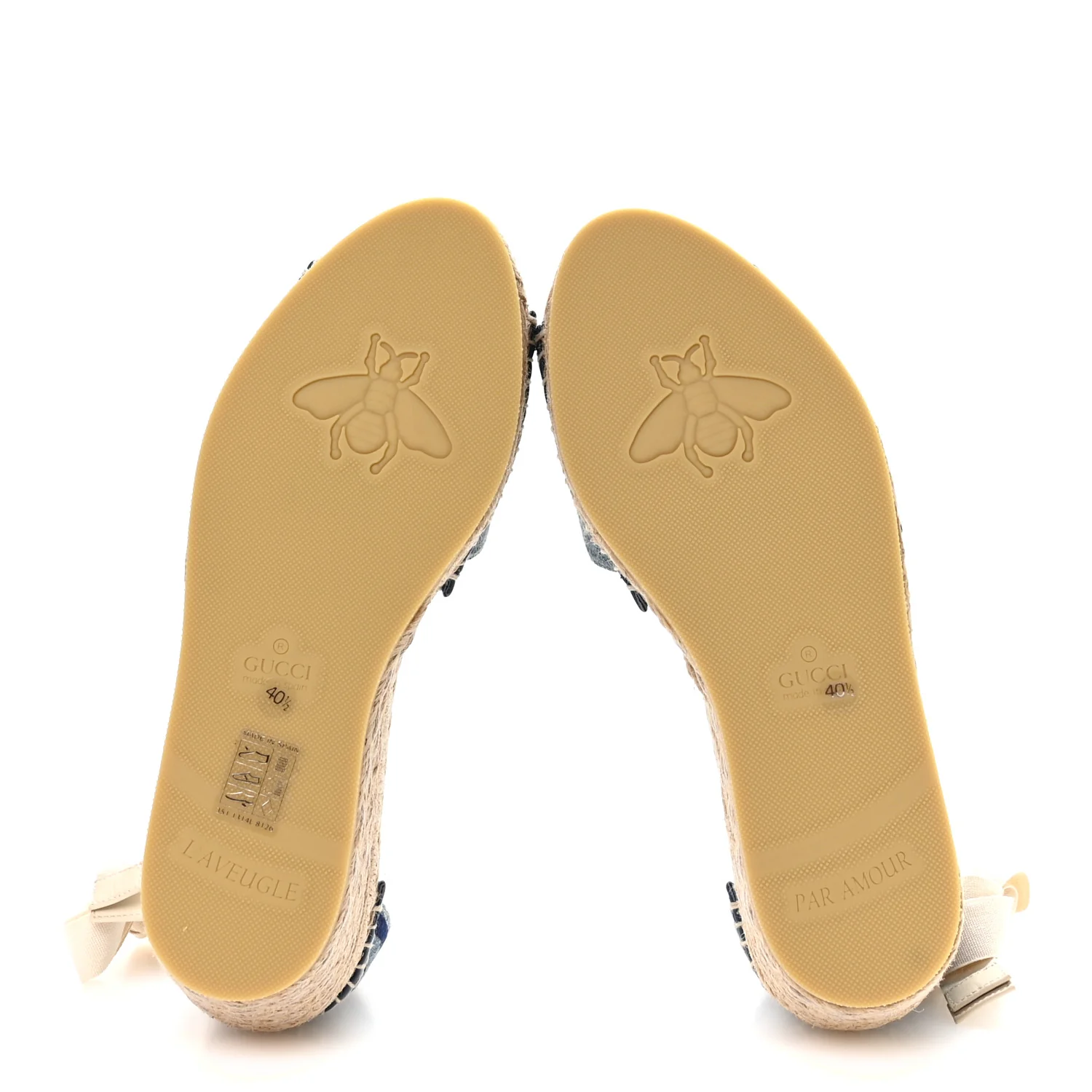New Denim GG Monogram Pilar Ankle Wrap Espadrille Wedge Sandals 40.5 Light Blue - Image 6