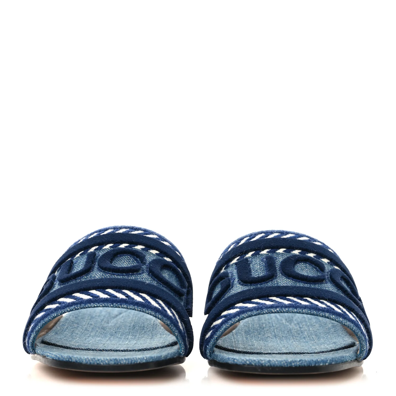New Denim Logo Embroidered Slide Sandal 37.5 Light Blue - Image 3