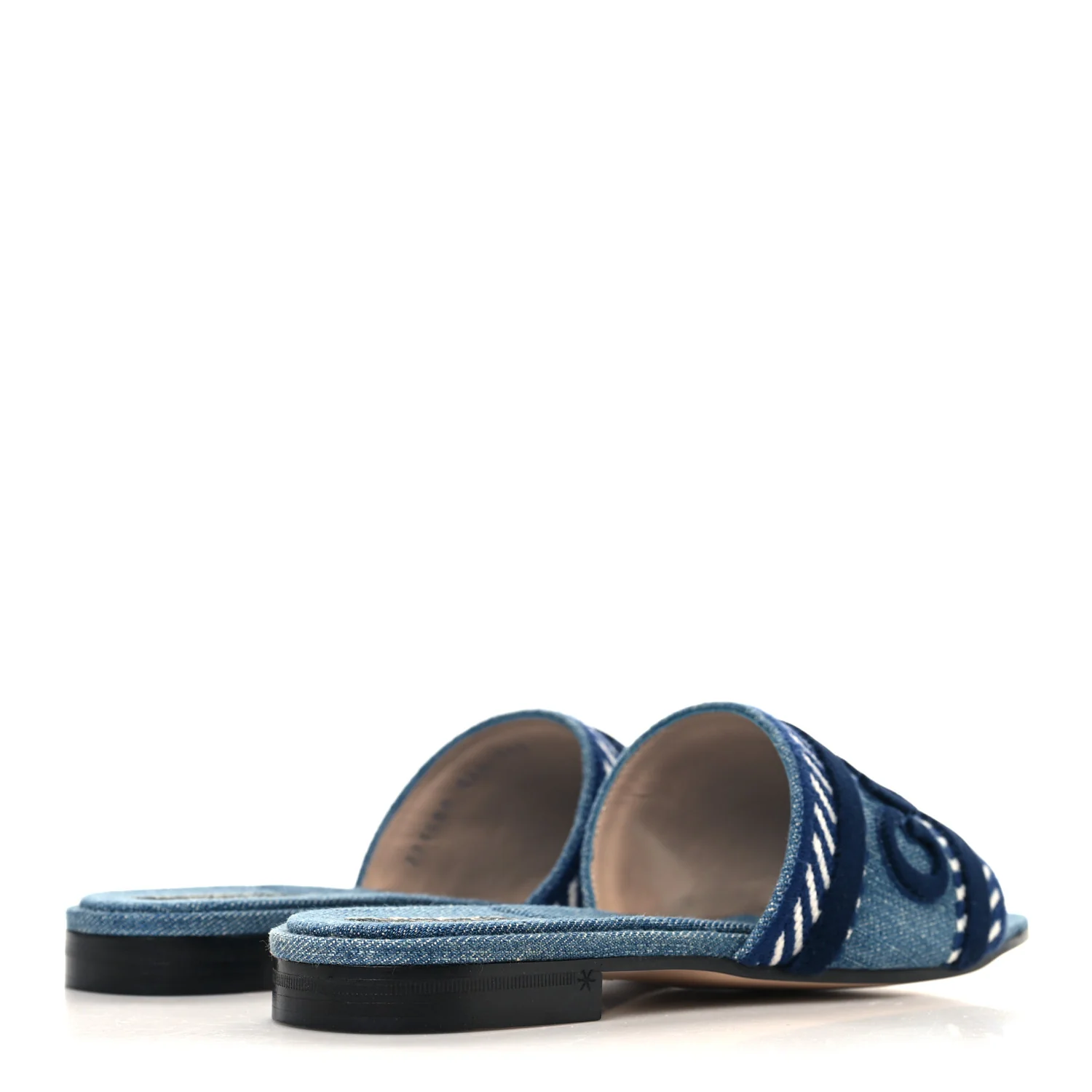 New Denim Logo Embroidered Slide Sandal 37.5 Light Blue - Image 5