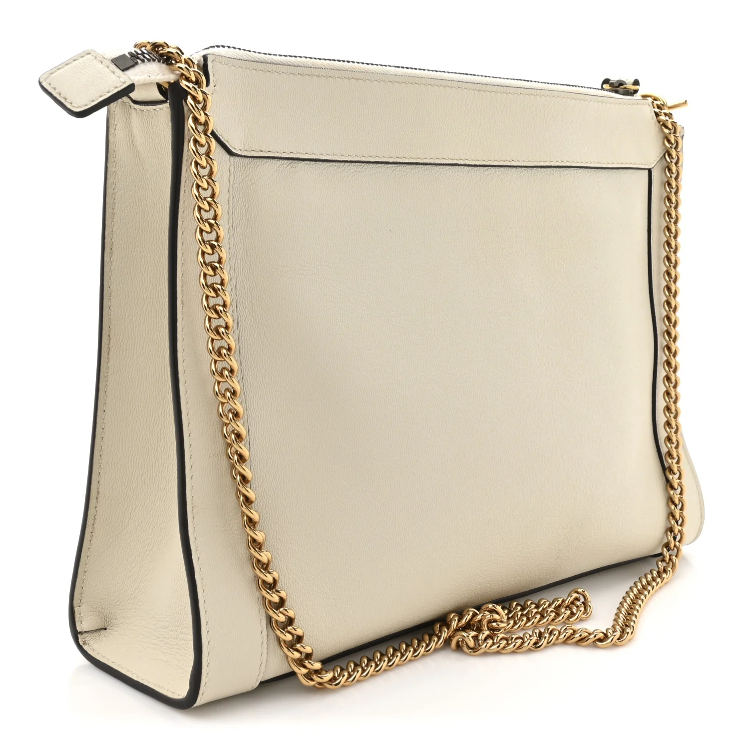 New Sakai Calfskin Lux Dahlia Chain Shoulder Bag Mystic White - Image 3
