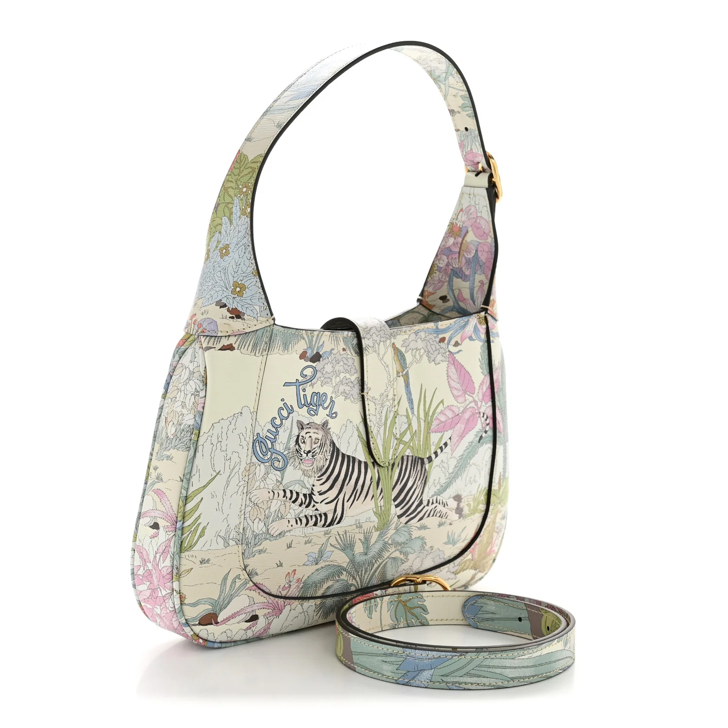 New Shangai Calfskin Tiger Savanah Small Jackie 1961 Hobo Chalky White Multicolor - Image 3