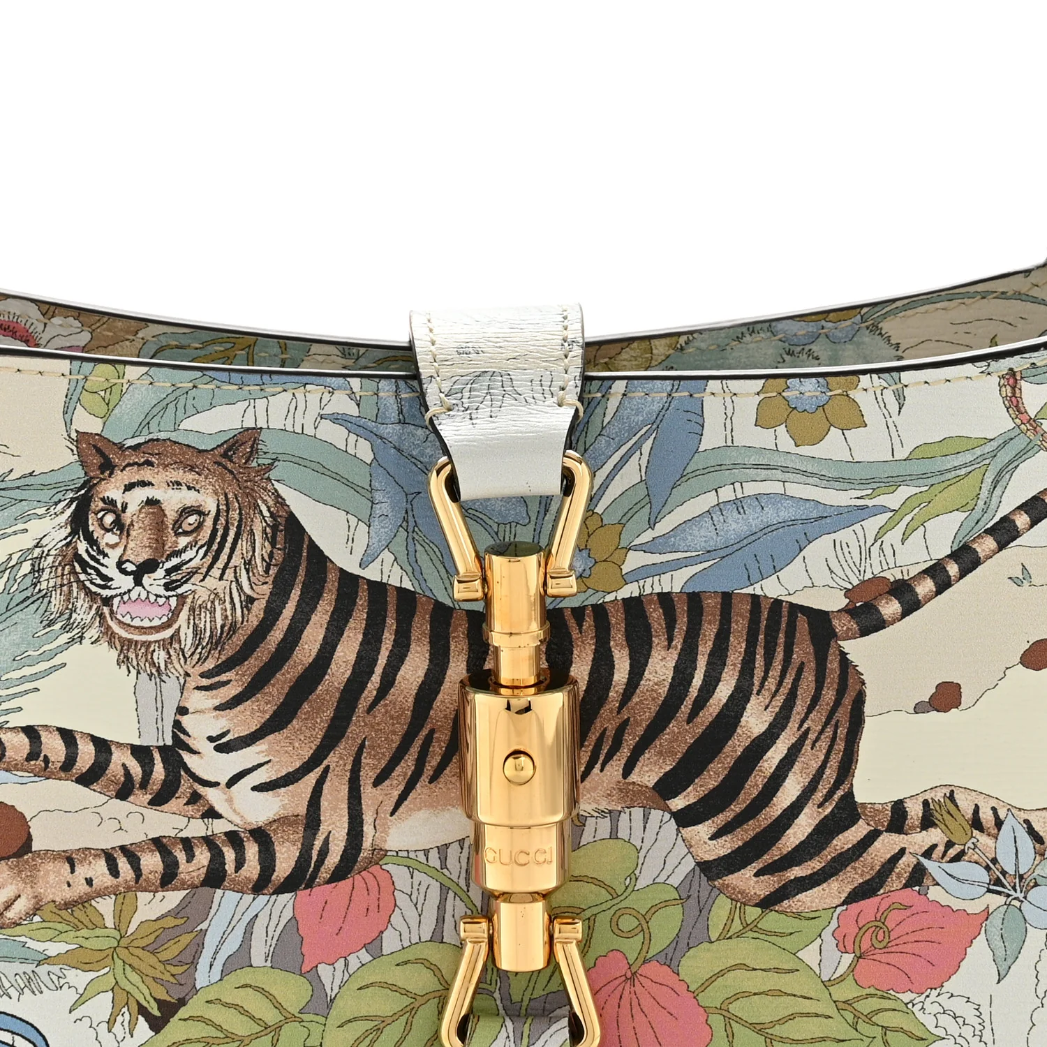 New Shangai Calfskin Tiger Savanah Small Jackie 1961 Hobo Chalky White Multicolor - Image 8