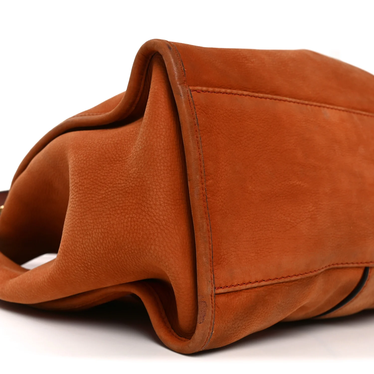 Nubuck Medium Soft Stirrup Shoulder Bag Orange - Image 8