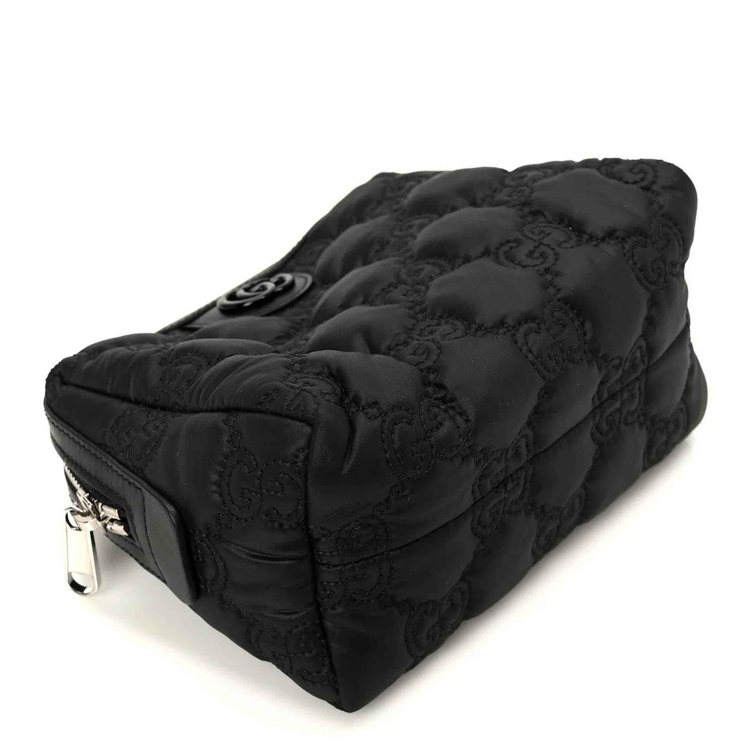 Nylon Calfskin Enamel GG Matelasse Beauty Case Black - Image 4