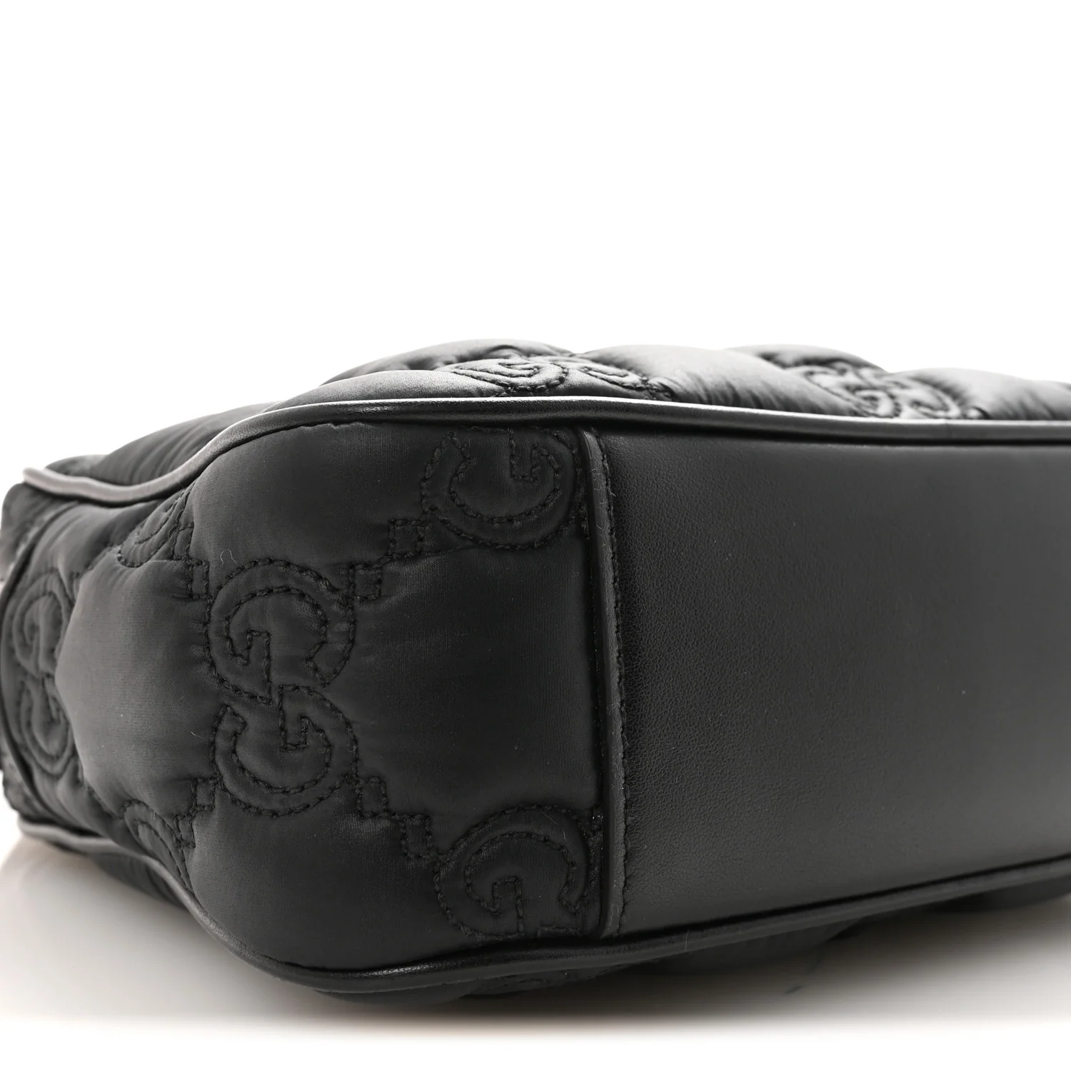 Nylon Calfskin Enamel GG Matelasse Shoulder Bag Black - Image 8
