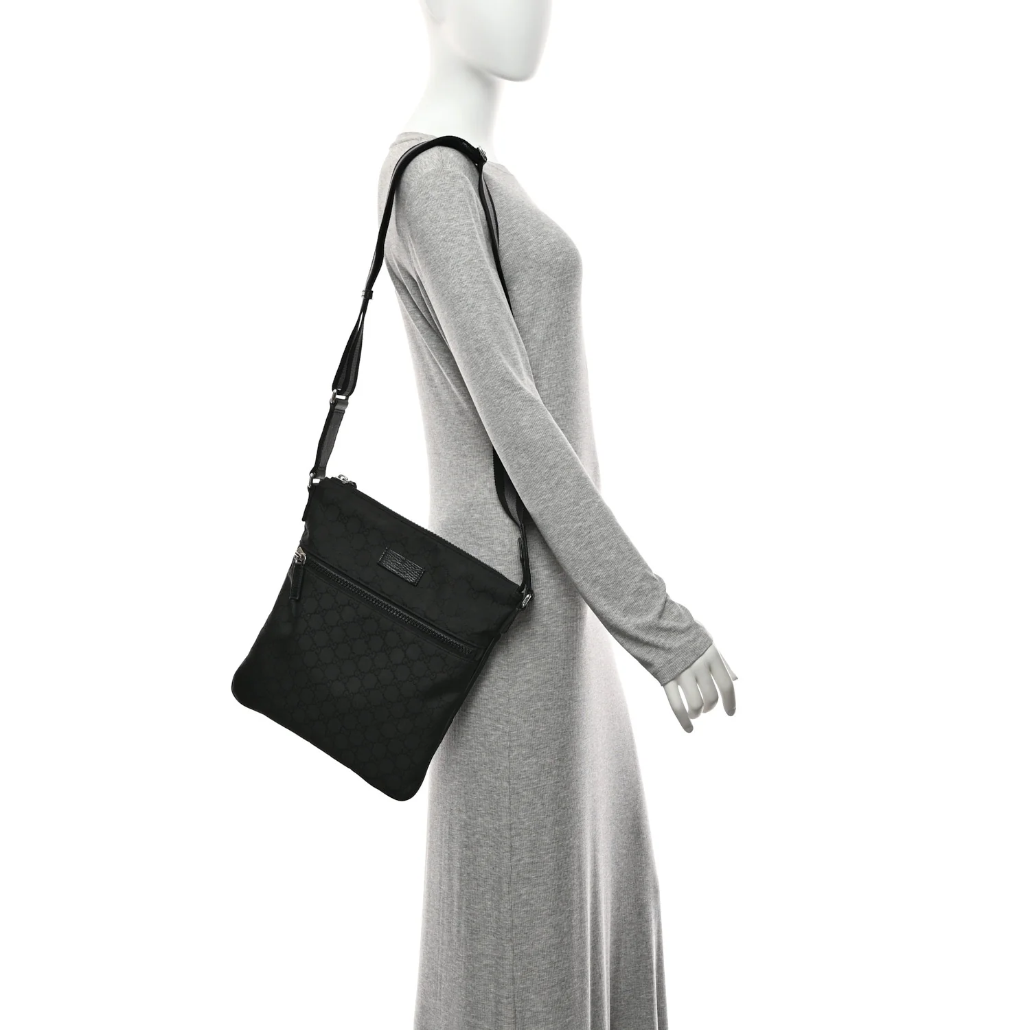 Nylon Monogram Small Flat Messenger Bag Black - Image 2