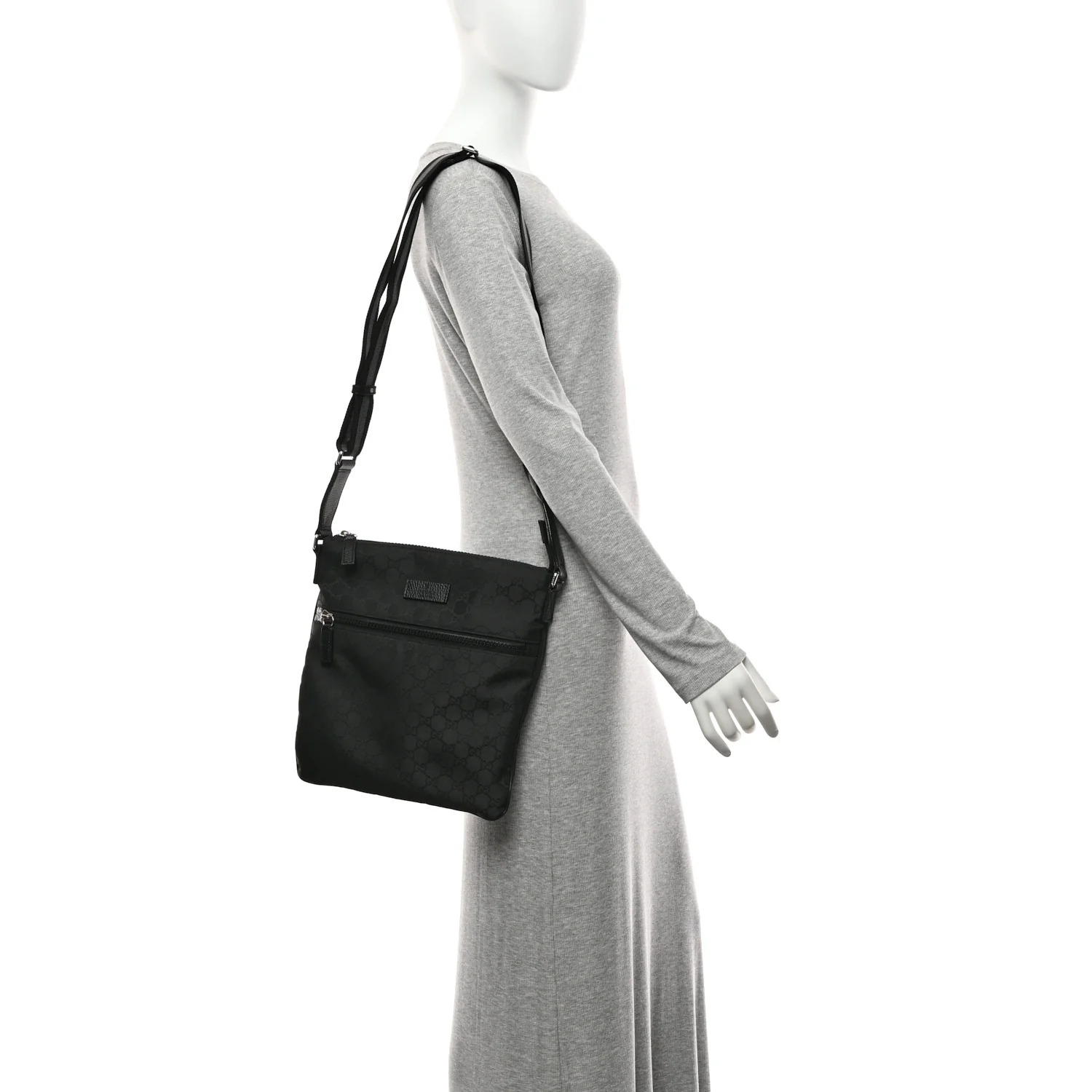Nylon Monogram Small Flat Messenger Bag Black - Image 2