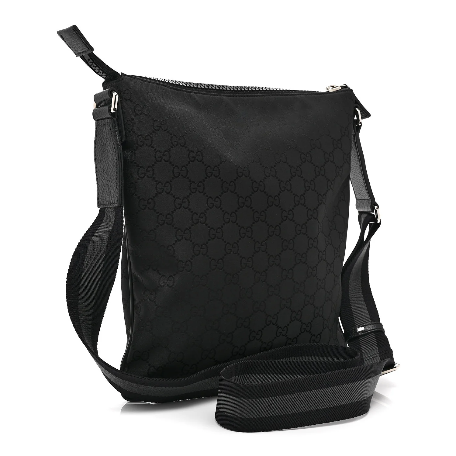 Nylon Monogram Small Flat Messenger Bag Black - Image 3