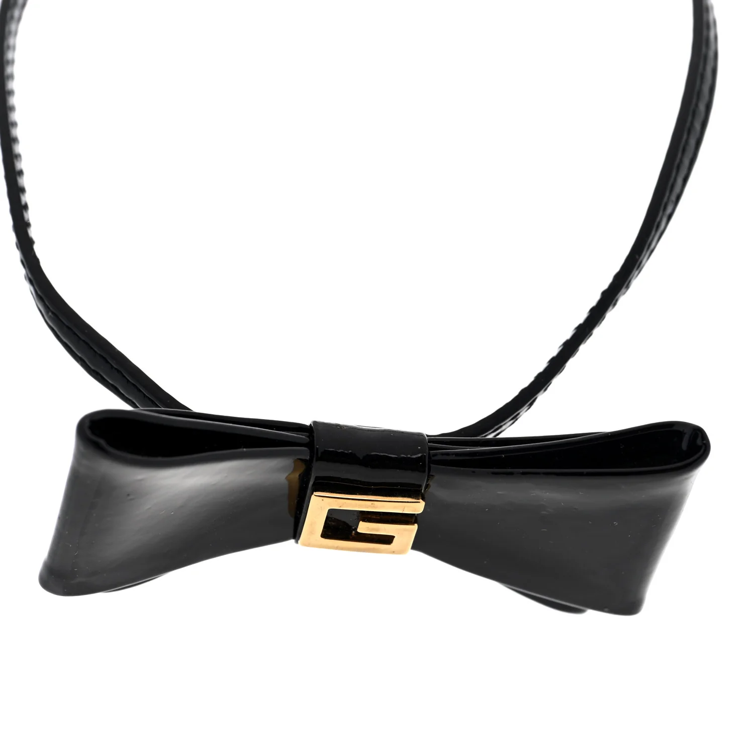 Patent G Bow Choker Necklace Black Gold - Image 3