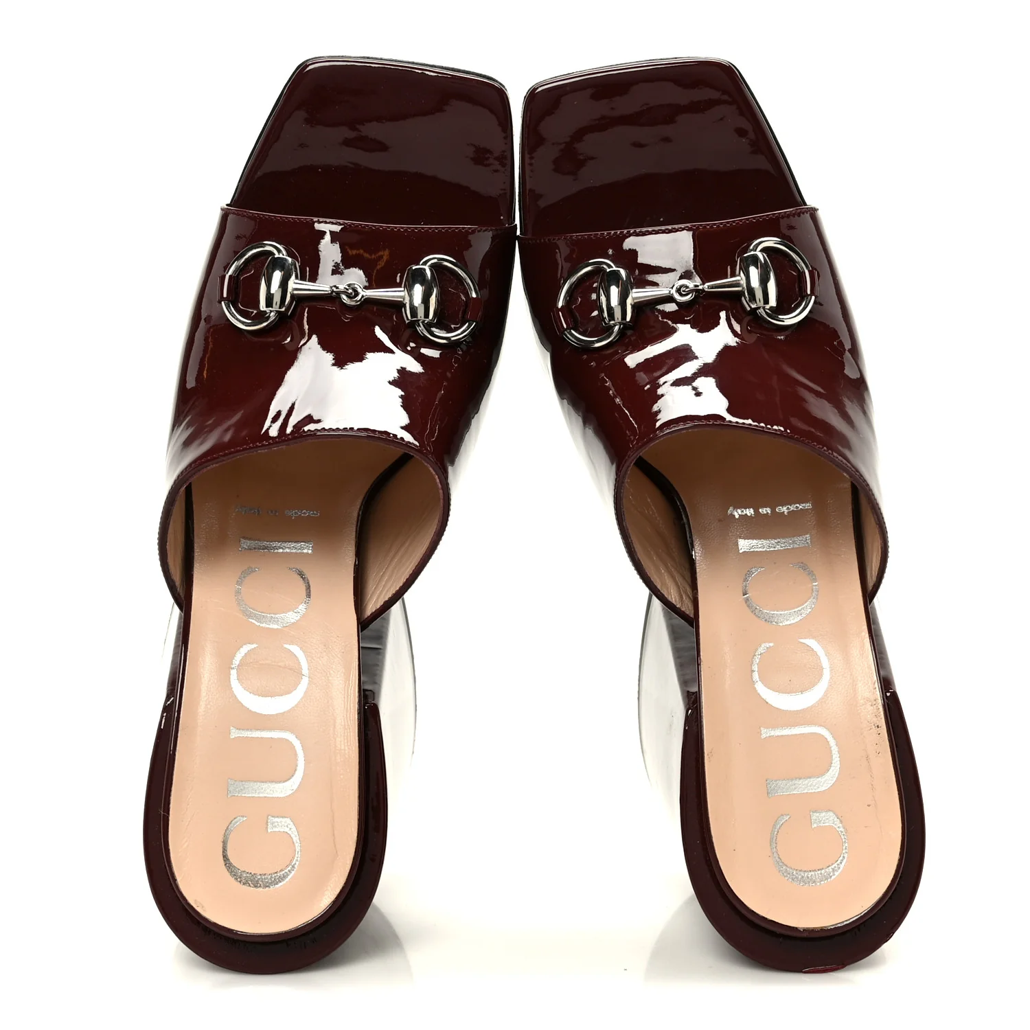 Patent Lexi Horsebit High-Heel Slide Sandals 38.5 Bordeaux - Image 2