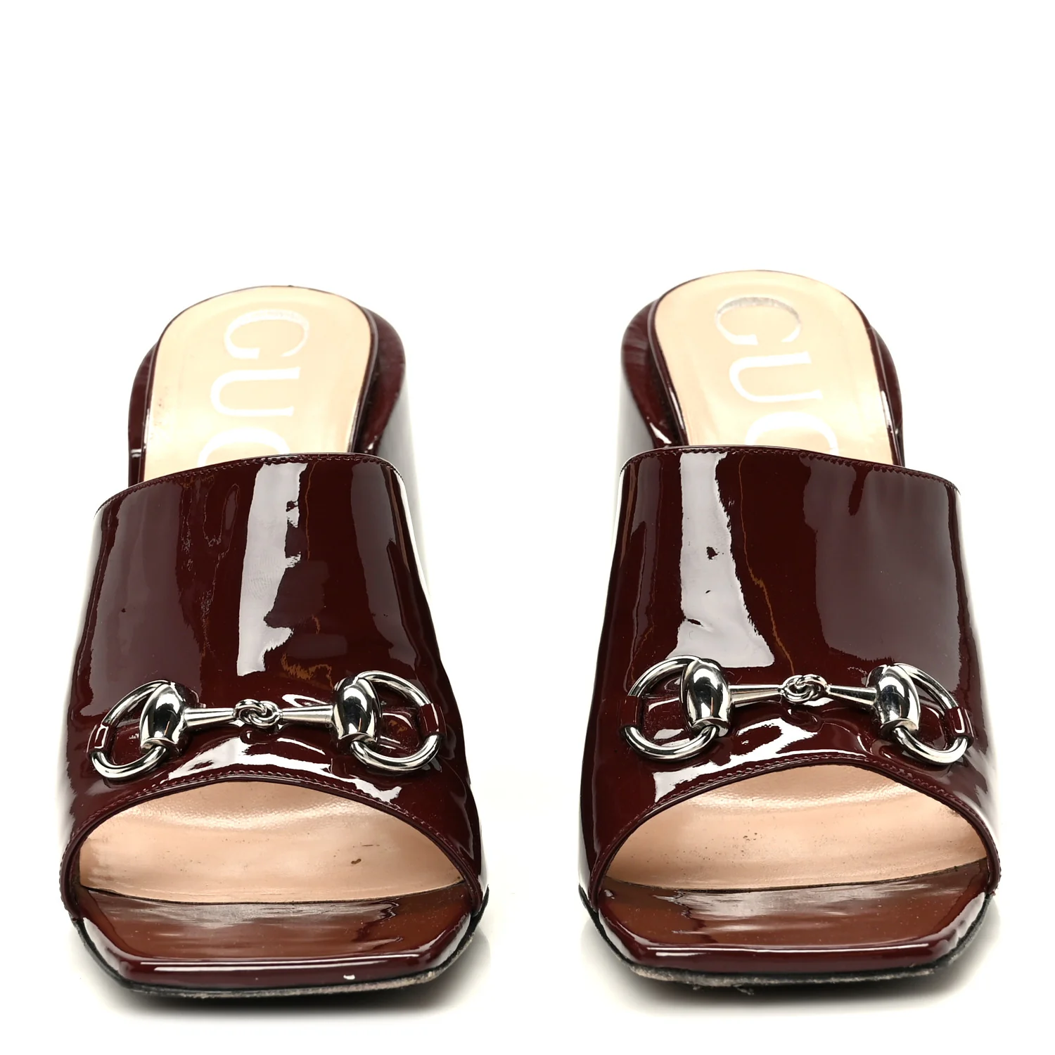 Patent Lexi Horsebit High-Heel Slide Sandals 38.5 Bordeaux - Image 3