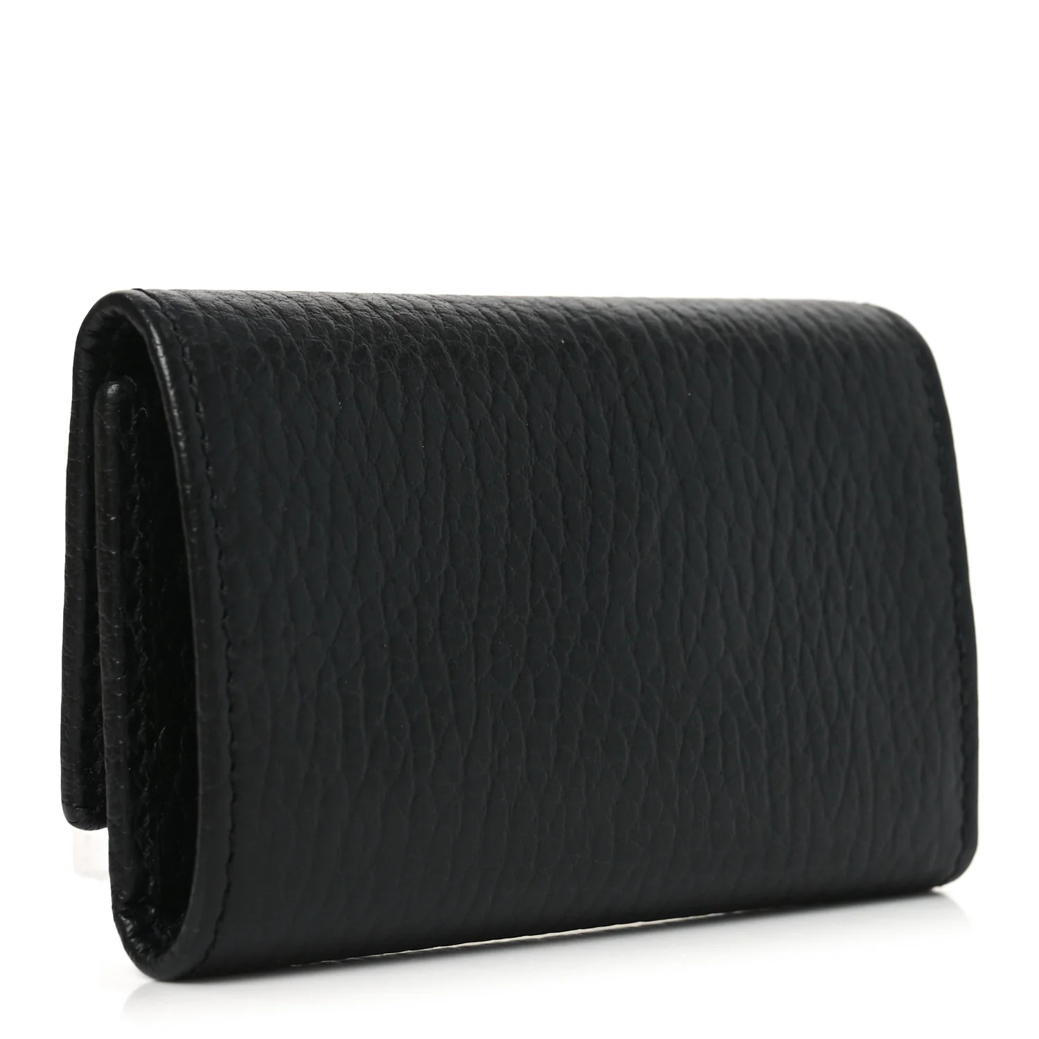 Pebbled Calfskin GG Marmont 6 Key Holder Black - Image 3