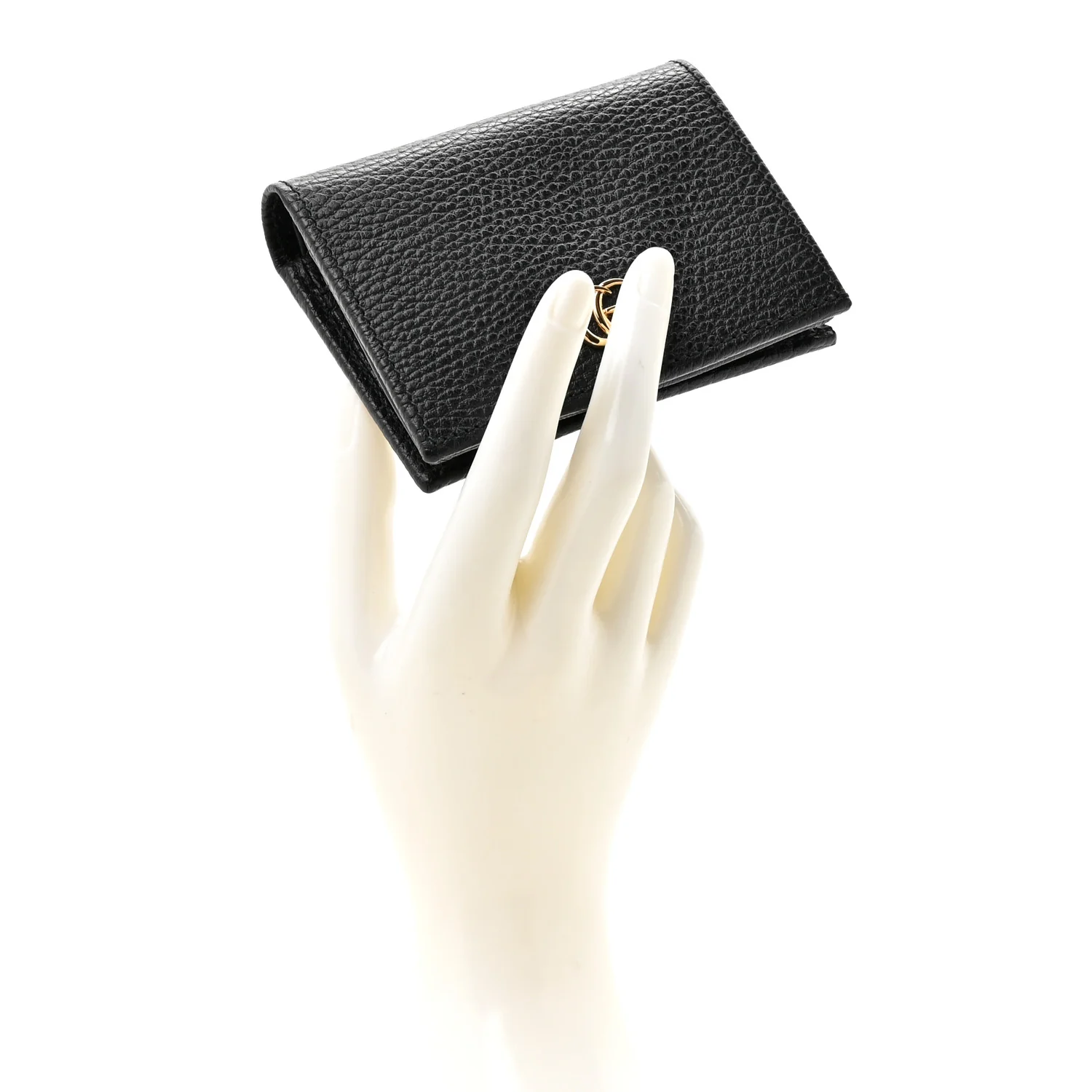 Pebbled Calfskin GG Marmont Card Case Black - Image 2