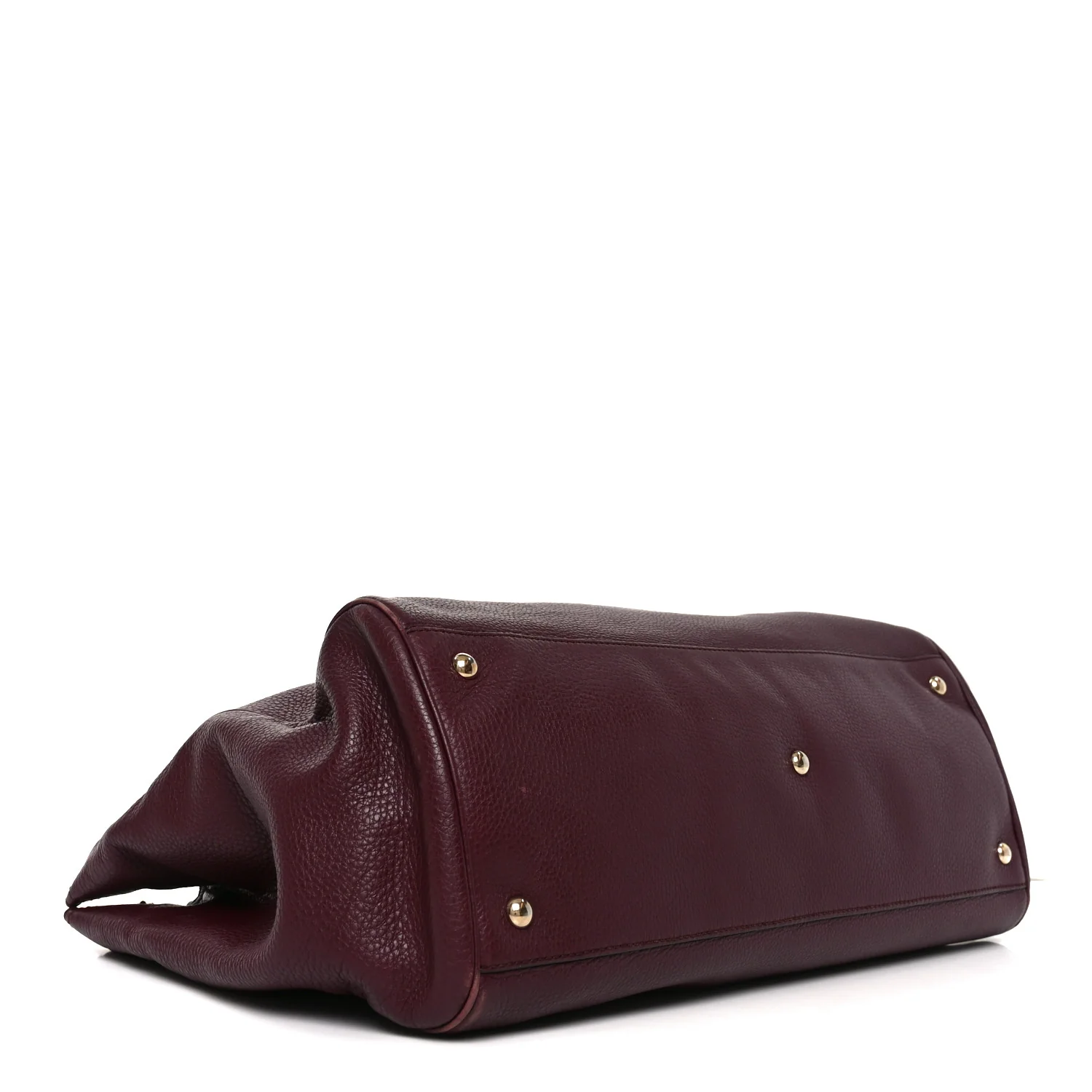 Pebbled Calfskin Large Bamboo Shopper Tote Burgundy - Image 4