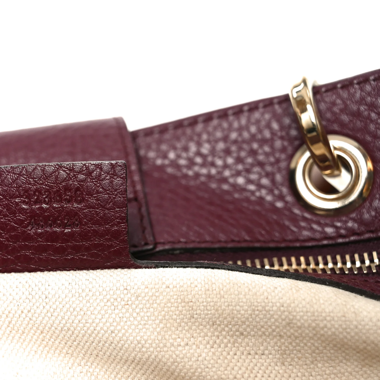 Pebbled Calfskin Large Bamboo Shopper Tote Burgundy - Image 7